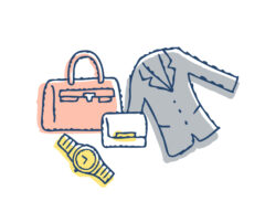 衣類とバッグなどのファッション小物